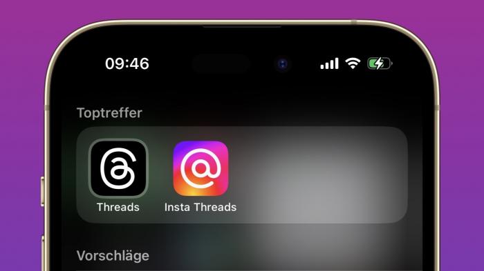App-Logos von Threads und Insta Threads auf einem iPhone