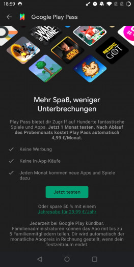 Google bietet mit dem Play Pass selbst ein Abo für Android-Spiele an. (Quelle: Netflix/Screenshot: Golem.de)