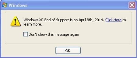 Windows XP: Warnung zum Support-Ende